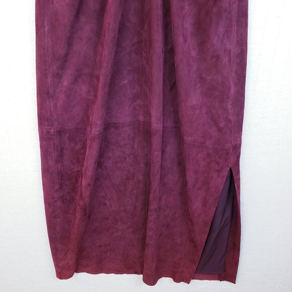 HALSTON Heritage Midi Dress Lamb Leather Suede Wine Burgundy Cami size 12 $1195 - Picture 6 of 11